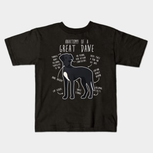 Black Great Dane Dog Anatomy Kids T-Shirt